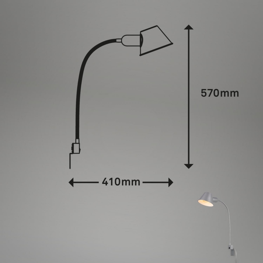 Briloner 2079-014 - Lámpara flexible de pared 1xE27/10W/230V plata