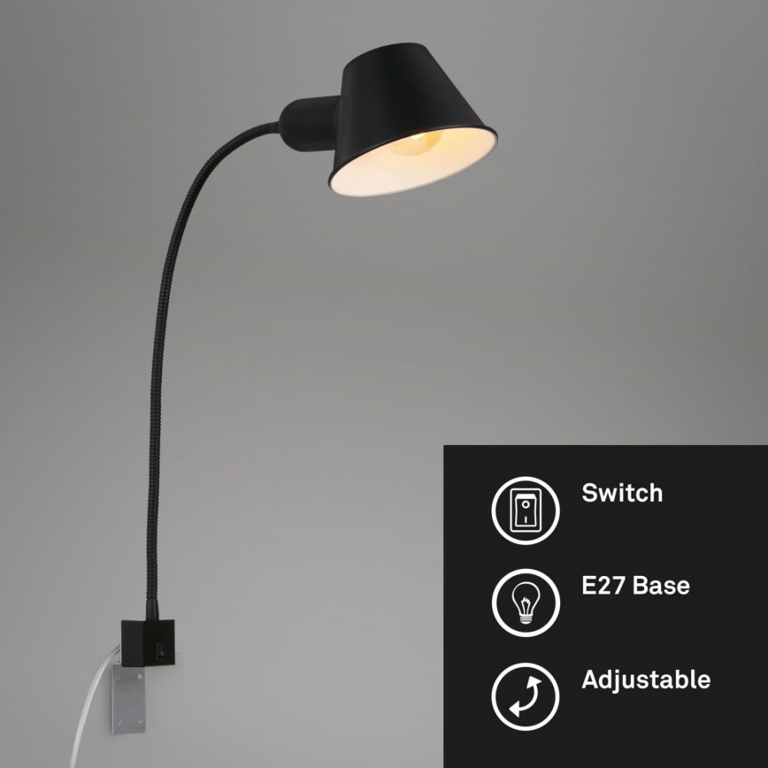 Briloner 2079-015 - Lámpara flexible de pared 1xE27/10W/230V negro