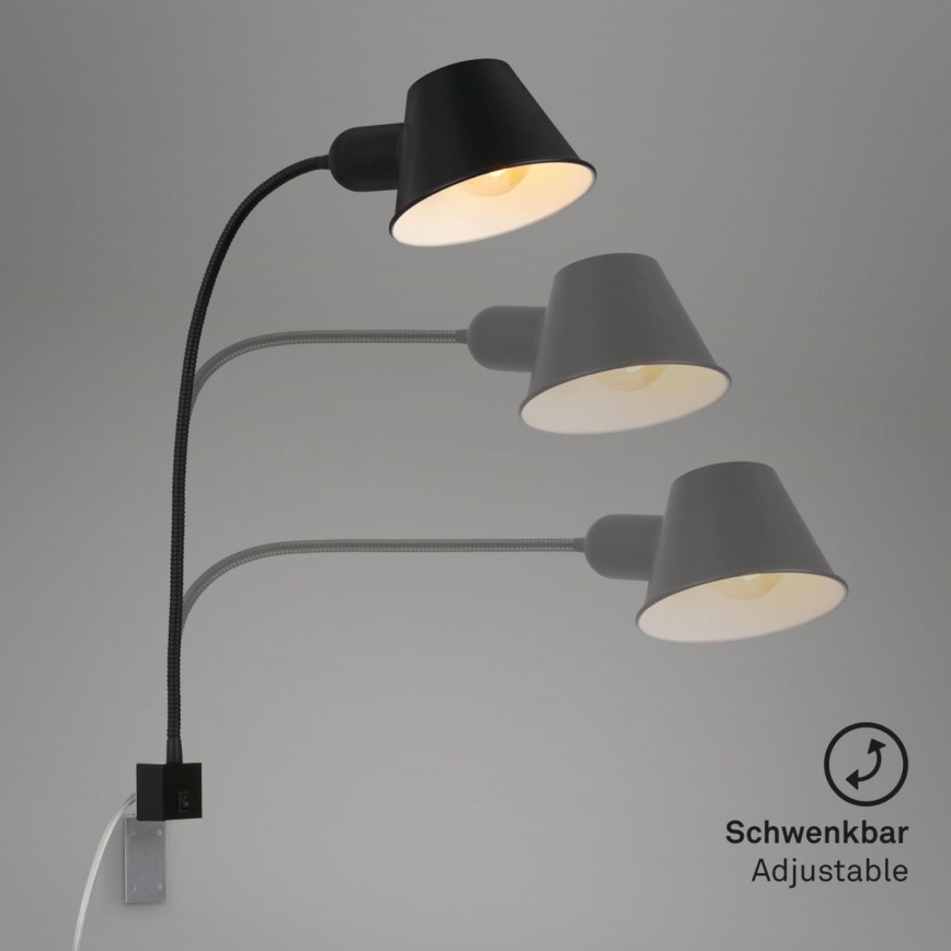 Briloner 2079-015 - Lámpara flexible de pared 1xE27/10W/230V negro