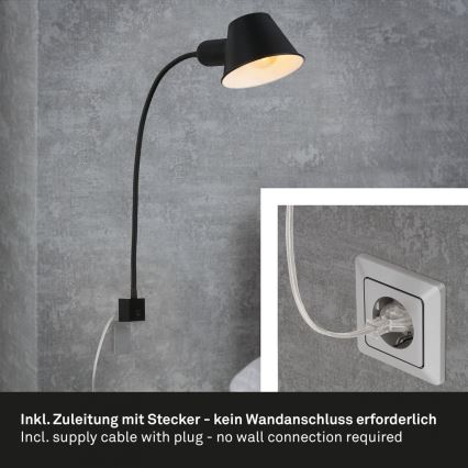 Briloner 2079-015 - Lámpara flexible de pared 1xE27/10W/230V negro