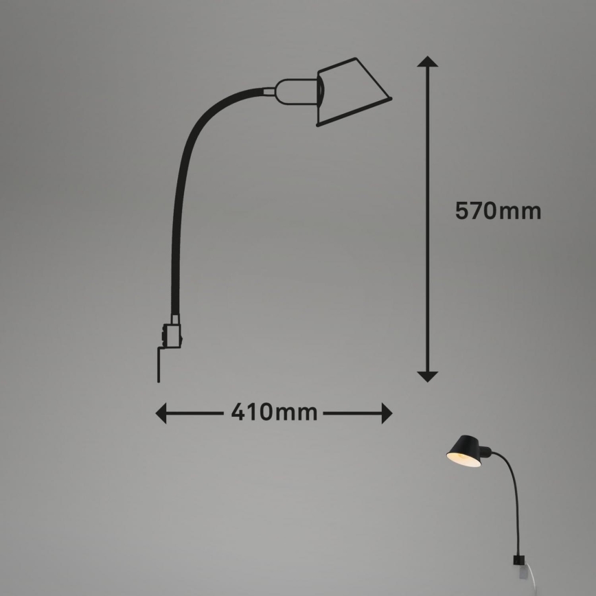 Briloner 2079-015 - Lámpara flexible de pared 1xE27/10W/230V negro