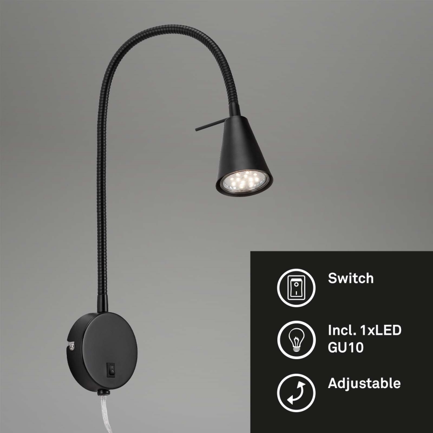 Briloner 2082-015 - Aplique LED COMFORT LIGHT 1xGU10/5W/230V negro