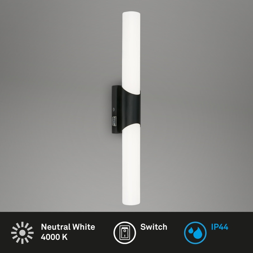 Briloner 2111-115 - Aplique LED para espejo de baño LED/11W/230V IP44 47 cm negro