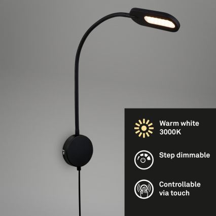 Briloner 2177015 - Aplique LED flexible regulable LED/6W/230V negro
