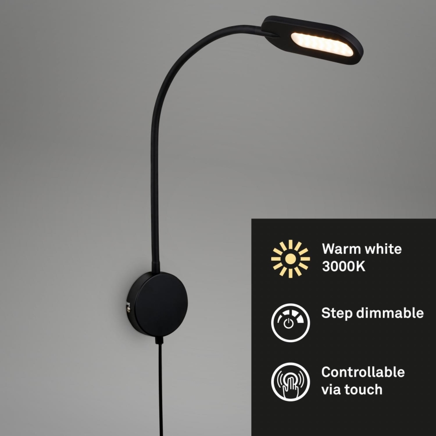 Briloner 2177015 - Aplique LED flexible regulable LED/6W/230V negro