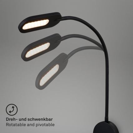 Briloner 2177015 - Aplique LED flexible regulable LED/6W/230V negro