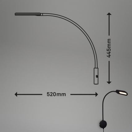 Briloner 2177015 - Aplique LED flexible regulable LED/6W/230V negro