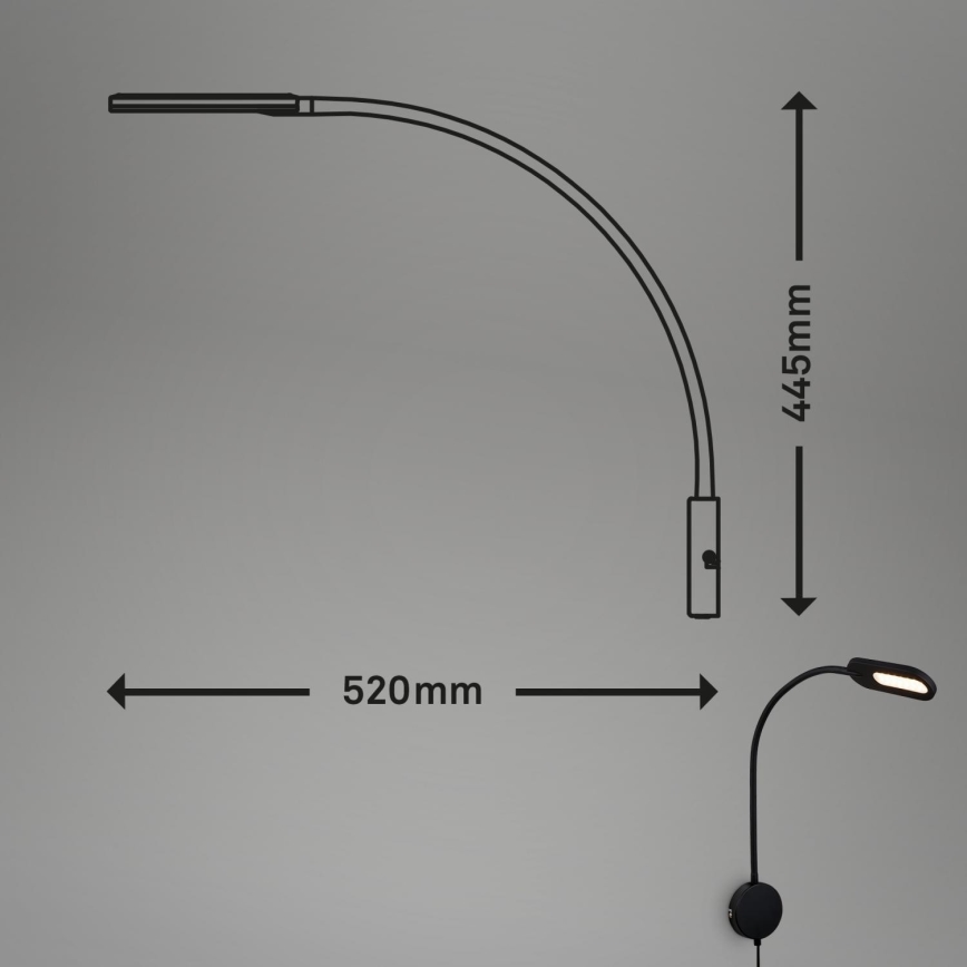 Briloner 2177015 - Aplique LED flexible regulable LED/6W/230V negro