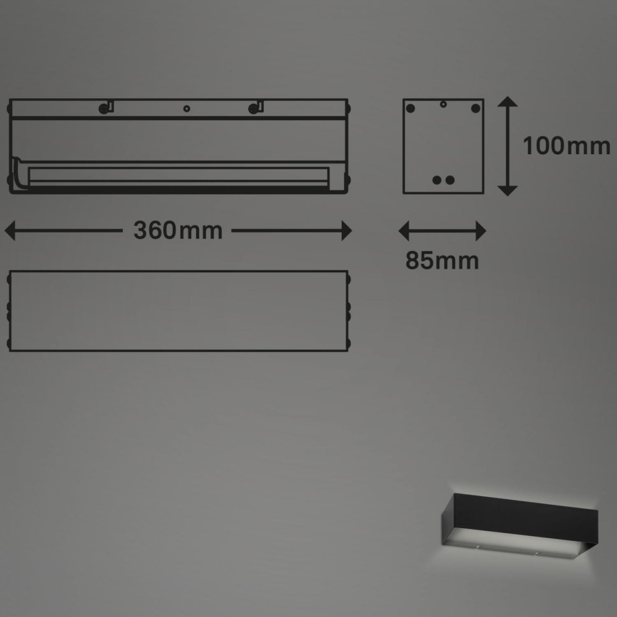Briloner 2204-015 - Aplique LED para exterior LED/8W/230V IP44 negro