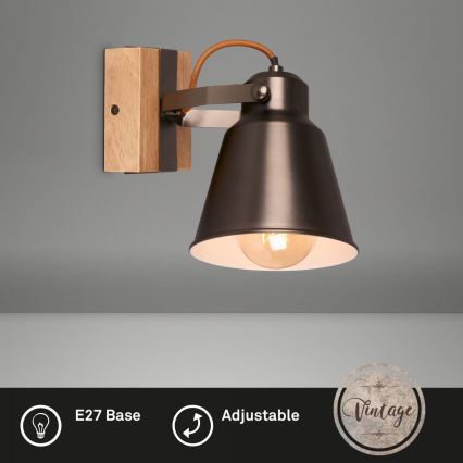 Briloner 2406-014 - Foco de pared RETRO 1xE27/40W/230V marrón
