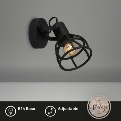 Briloner 2669-015 - Foco de pared RETRO 1xE14/25W/230V negro