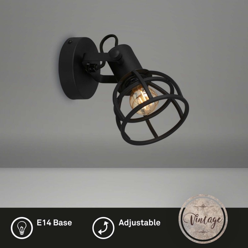 Briloner 2669-015 - Foco de pared RETRO 1xE14/25W/230V negro