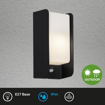 Briloner 3017-015 - Aplique de exterior con sensor BOKS 1xE27/12W/230V IP44