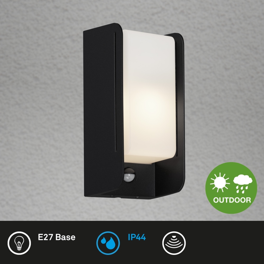 Briloner 3017-015 - Aplique de exterior con sensor BOKS 1xE27/12W/230V IP44