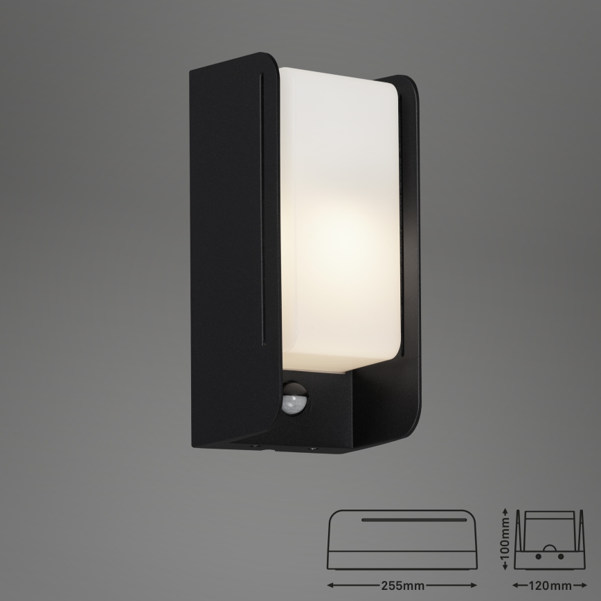 Briloner 3017-015 - Aplique de exterior con sensor BOKS 1xE27/12W/230V IP44