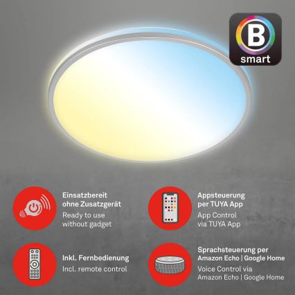 Briloner 3065-014 - Lámpara de techo LED regulable IVY LED/42W/230V Wi-Fi Tuya, diámetro 49 cm + mando a distancia