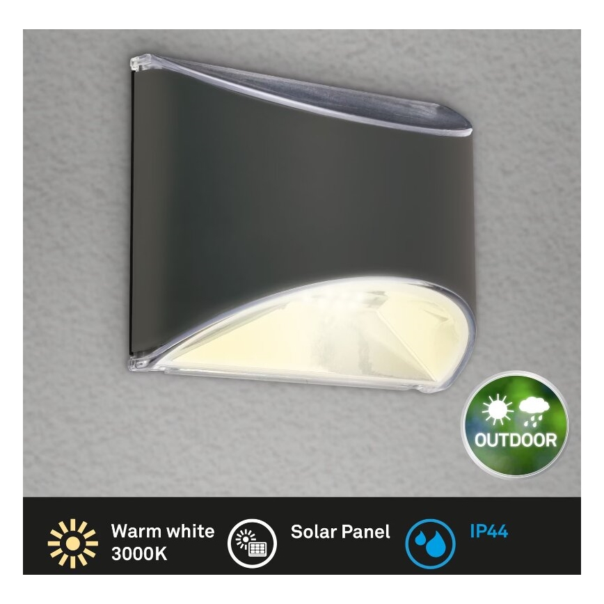 Briloner 3133015 - LED Lámpara solar de pared LED/2W/3,7V IP44 3000K 300 mAh