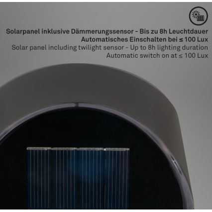 Briloner 3133015 - LED Lámpara solar de pared LED/2W/3,7V IP44 3000K 300 mAh