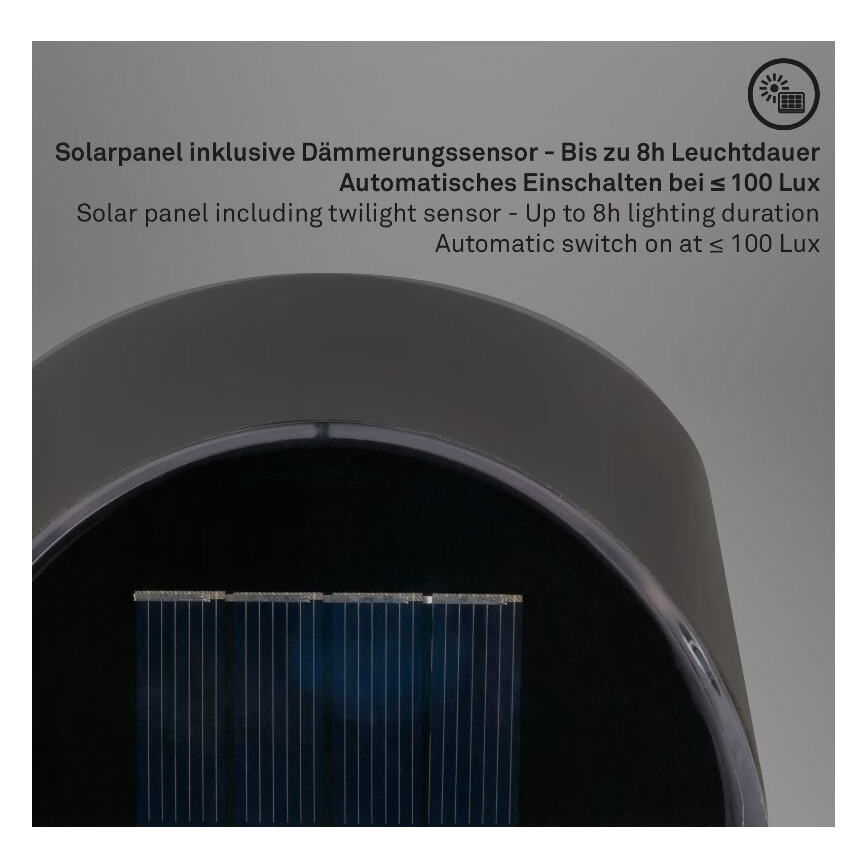 Briloner 3133015 - LED Lámpara solar de pared LED/2W/3,7V IP44 3000K 300 mAh