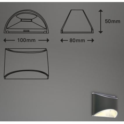 Briloner 3133015 - LED Lámpara solar de pared LED/2W/3,7V IP44 3000K 300 mAh