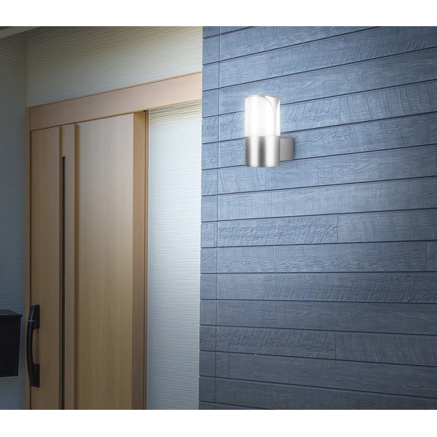 Briloner 320304TF - Aplique de pared para exterior 1xE27/12W/230V IP44, acabado plateado