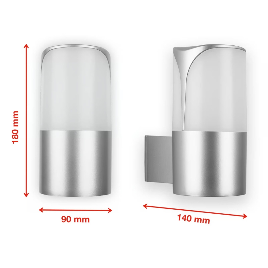 Briloner 320304TF - Aplique de pared para exterior 1xE27/12W/230V IP44, acabado plateado