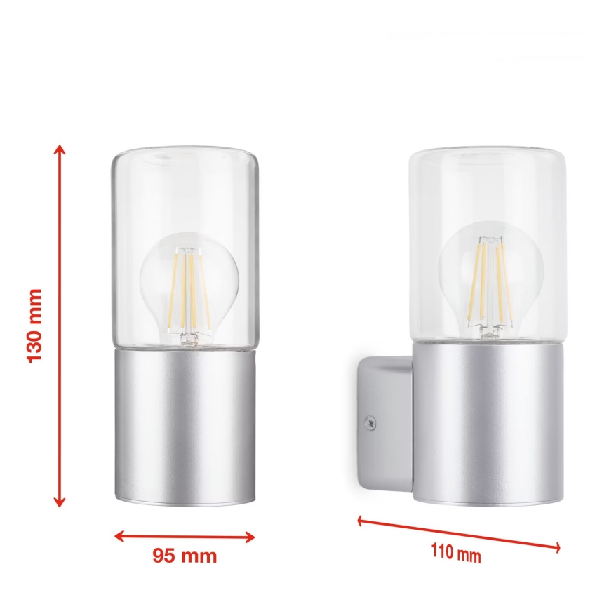 Briloner 320504TF - Aplique de exterior 1xE27/12W/230V IP44 plata