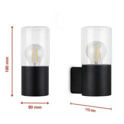 Briloner 320505TF - Aplique de exterior 1xE27/12W/230V IP44 negro