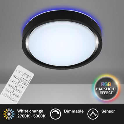 Briloner 3227-015 - Lámpara de techo LED RGB regulable con sensor TALENA LED/24W/230V negro + mando a distancia