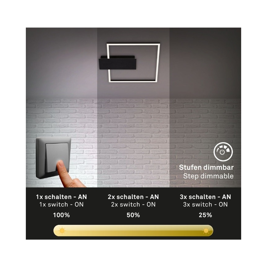 Briloner 3544-015 - Plafón LED regulable NICO LED/12W/230V negro