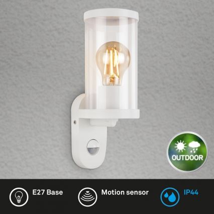 Briloner 3628-016 - Aplique para exterior con sensor KAIRO 1xE27/12W/230V IP44 blanco