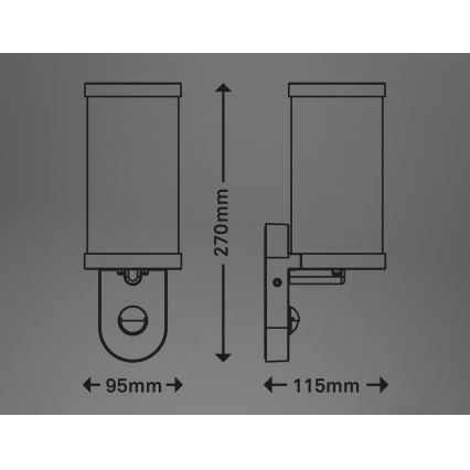 Briloner 3628-016 - Aplique para exterior con sensor KAIRO 1xE27/12W/230V IP44 blanco