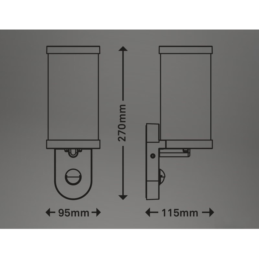 Briloner 3628-016 - Aplique para exterior con sensor KAIRO 1xE27/12W/230V IP44 blanco