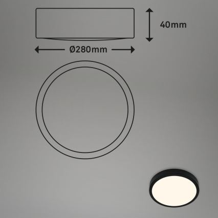 Briloner 3700-015 - Plafón LED RUNA LED/16W/230V 3000K diá. 28 cm negro