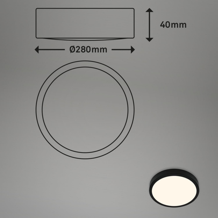 Briloner 3700-015 - Plafón LED RUNA LED/16W/230V 3000K diá. 28 cm negro