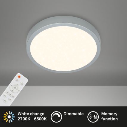 Briloner 3701-014 - Plafón LED regulable RUNA LED/18W/230V 2700-6500K plata + control remoto