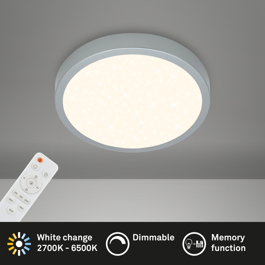 Briloner 3701-014 - Plafón LED regulable RUNA LED/18W/230V 2700-6500K plata + control remoto