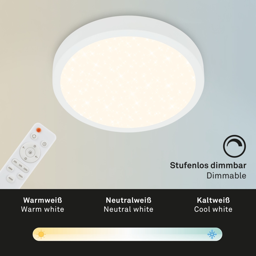 Briloner 3701-016 - Plafón LED regulable RUNA LED/18W/230V 2700-6500K blanco + control remoto