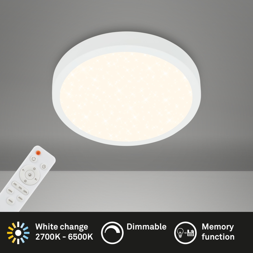 Briloner 3701-016 - Plafón LED regulable RUNA LED/18W/230V 2700-6500K blanco + control remoto