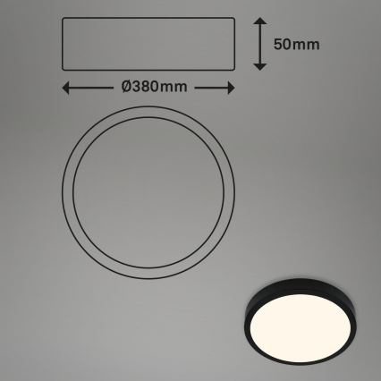 Briloner 3703-015 - Plafón LED RUNA LED/24W/230V 3000K diá. 38 cm negro