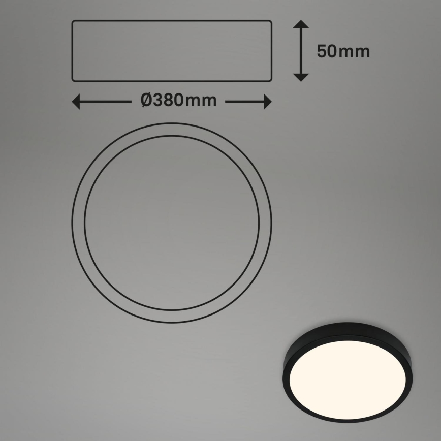 Briloner 3703-015 - Plafón LED RUNA LED/24W/230V 3000K diá. 38 cm negro