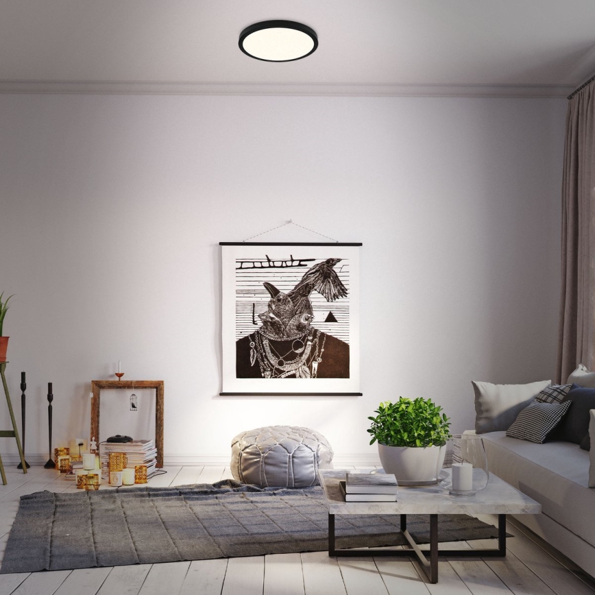 Briloner 3704-015 - Plafón LED regulable RUNA LED/22W/230V 2700-6500K negro + control remoto