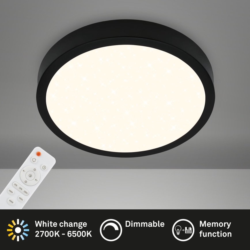 Briloner 3704-015 - Plafón LED regulable RUNA LED/22W/230V 2700-6500K negro + control remoto