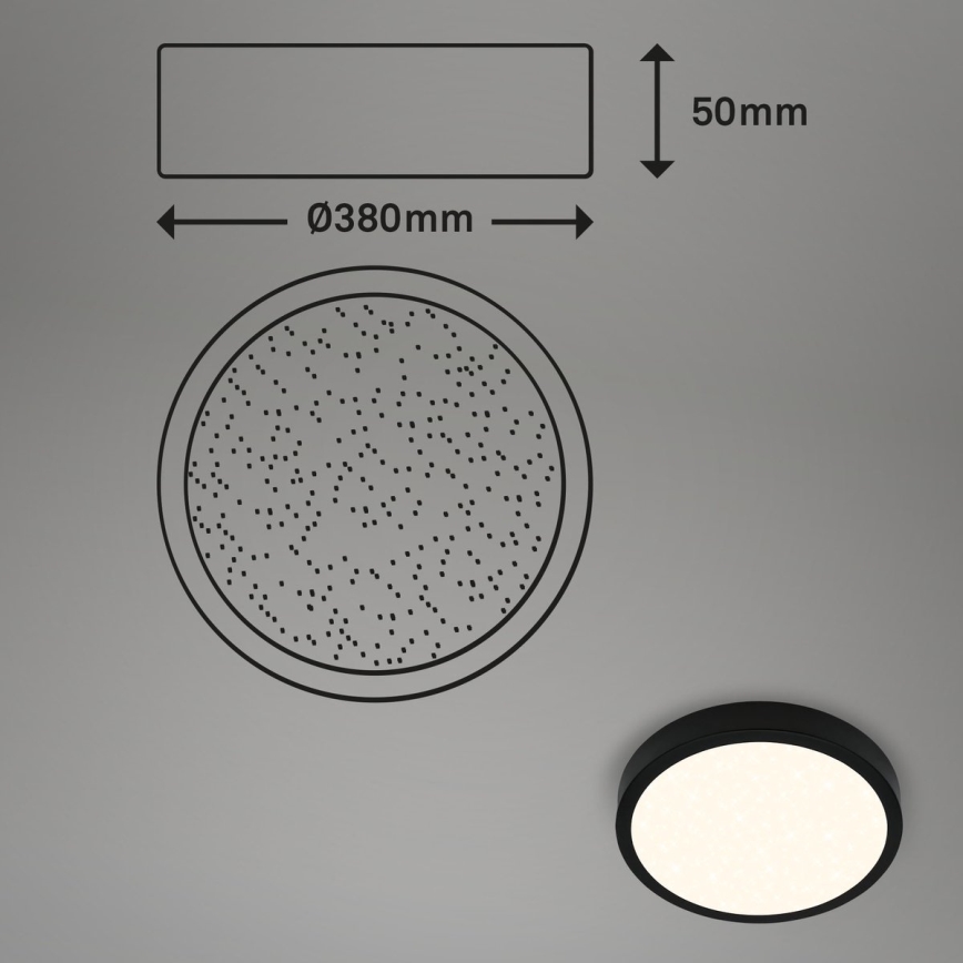 Briloner 3704-015 - Plafón LED regulable RUNA LED/22W/230V 2700-6500K negro + control remoto