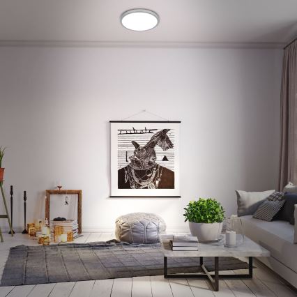 Briloner 3709-014 - Plafón LED RGBW regulable LED/22W/230V 4000K diá. 38 cm plata + control remoto