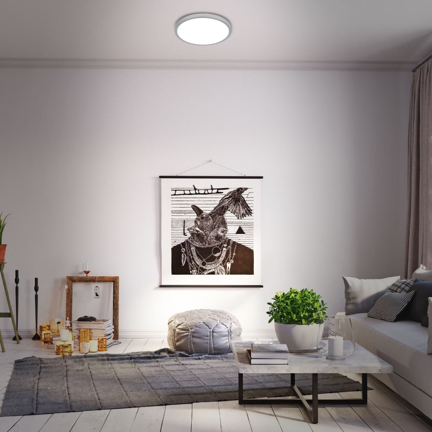 Briloner 3709-014 - Plafón LED RGBW regulable LED/22W/230V 4000K diá. 38 cm plata + control remoto
