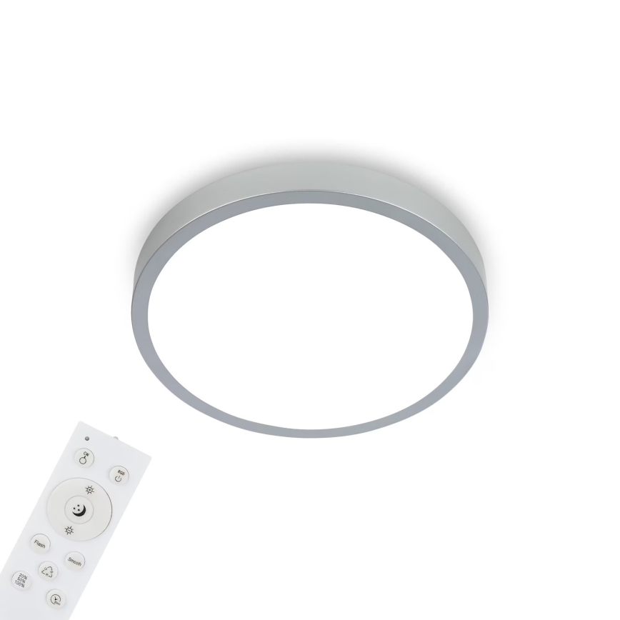 Briloner 3709-014 - Plafón LED RGBW regulable LED/22W/230V 4000K diá. 38 cm plata + control remoto