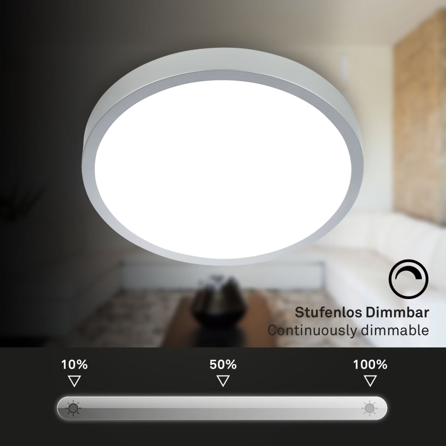 Briloner 3709-014 - Plafón LED RGBW regulable LED/22W/230V 4000K diá. 38 cm plata + control remoto
