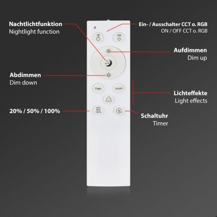Briloner 3709-014 - Plafón LED RGBW regulable LED/22W/230V 4000K diá. 38 cm plata + control remoto