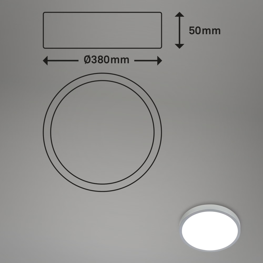 Briloner 3709-014 - Plafón LED RGBW regulable LED/22W/230V 4000K diá. 38 cm plata + control remoto